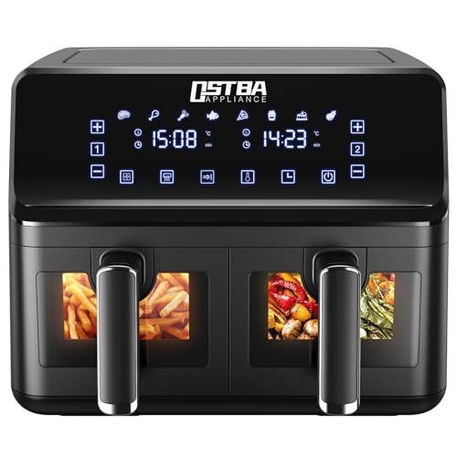OSTBA Doppel-Heißluftfritteuse, 4+4 L Doppel Zone Heißluftfritteuse