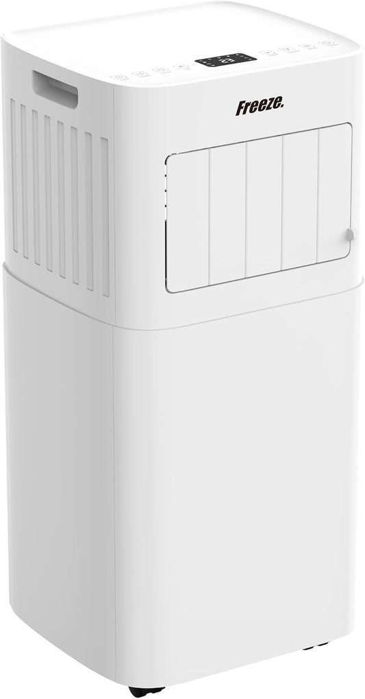 Freeze. seven 7000BTU Mobile Klimaanlage Weiß – Monoblock-Klimagerät mit LED-Display & Fernbedienung, Timer und Sleep‑Modus, verstellbarer Luftauslass, Kindersicherung, inkl. Abluftschlauch & Fenster