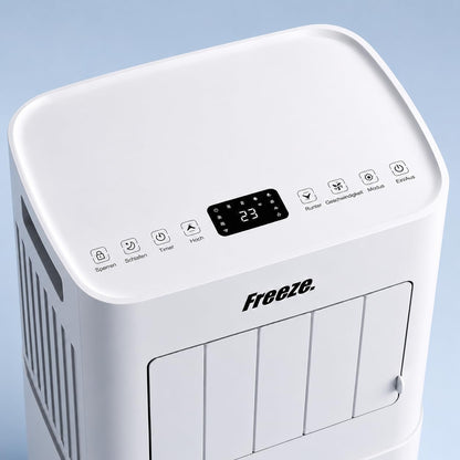 Freeze. seven 7000BTU Mobile Klimaanlage Weiß – Monoblock-Klimagerät mit LED-Display & Fernbedienung, Timer und Sleep‑Modus, verstellbarer Luftauslass, Kindersicherung, inkl. Abluftschlauch & Fenster