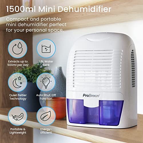 Pro Breeze Luftentfeuchter 1500 ml Mobiler Luftentfeuchter