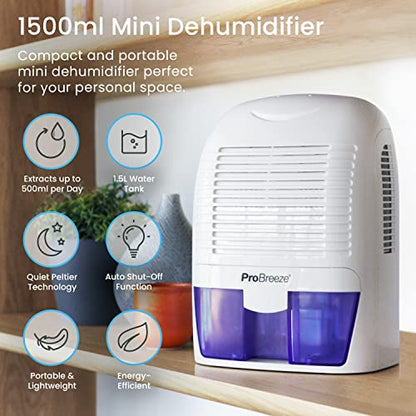 Pro Breeze Luftentfeuchter 1500 ml Mobiler Luftentfeuchter