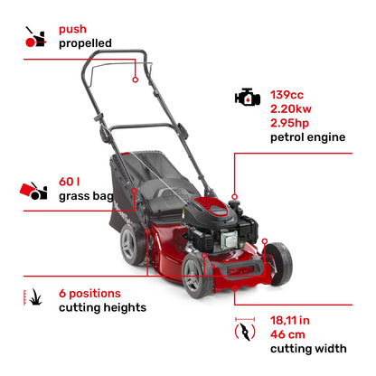 Mountfield HP164 39Cm 123cc Hand Propelled Petrol Lawnmower