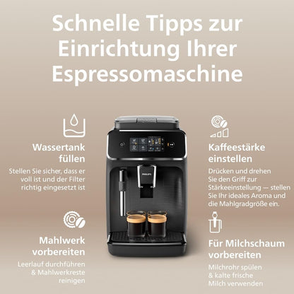 PHILIPS Kaffeevollautomat Panarello 2200 Serie, Schwarz, 2 Spezialitäten