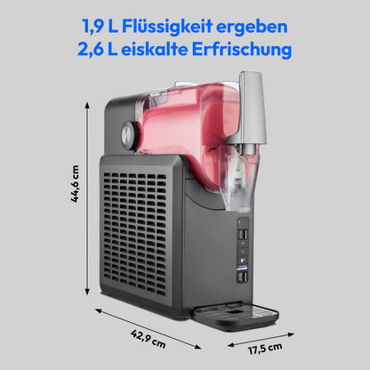 MEDION Slush Maschine (2,6 Liter Slush-Eis Kapazität, 1,9 Liter Fassungsvermögen, Slush Ice Maker für Getränke, 5 Getränkemodi, 30-60 Minuten Zubereitungszeit, Kompressor, Slush Eis Maschine, MD12090)