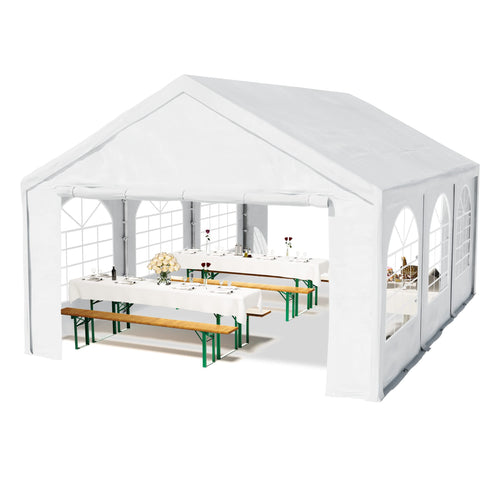 TOOLPORT Hochwertiges Partyzelt 4x6 m Pavillon Zelt PE Plane 450 N Gartenzelt Festzelt Wasserdicht weiß