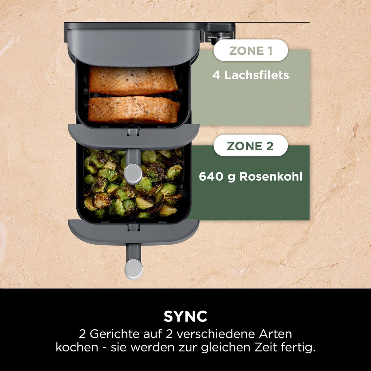 Ninja Double Stack XL Heißluftfritteuse, 9,5 L, 6 Kochfunktionen, Grau