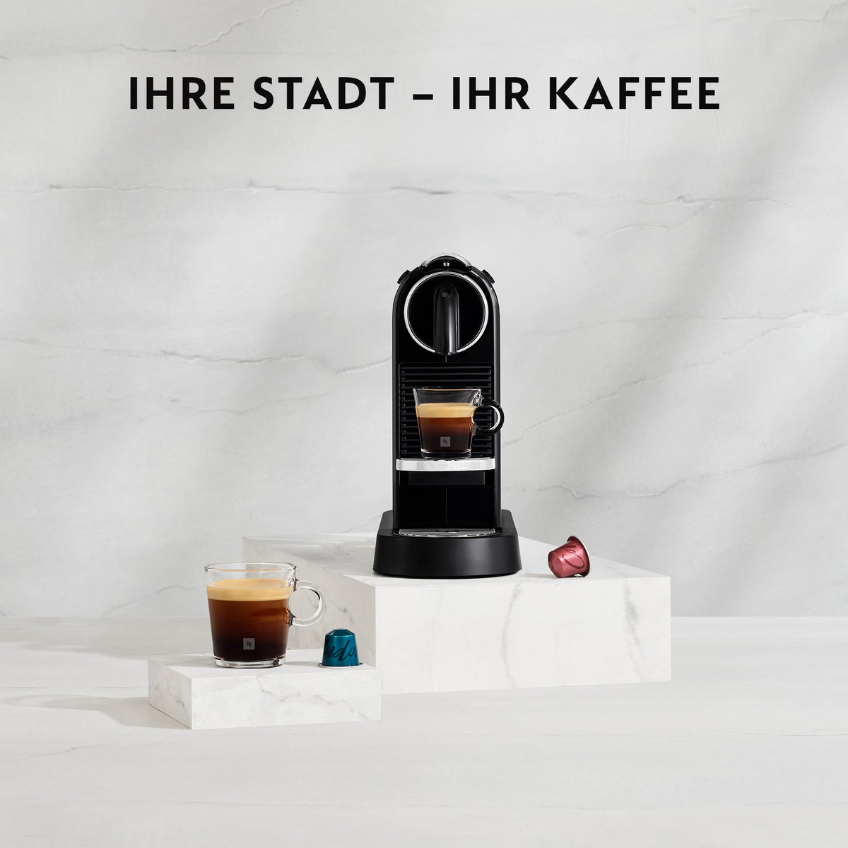 NESPRESSO DE’LONGHI CitiZ Schwarz Original Kapselmaschine EN167.B