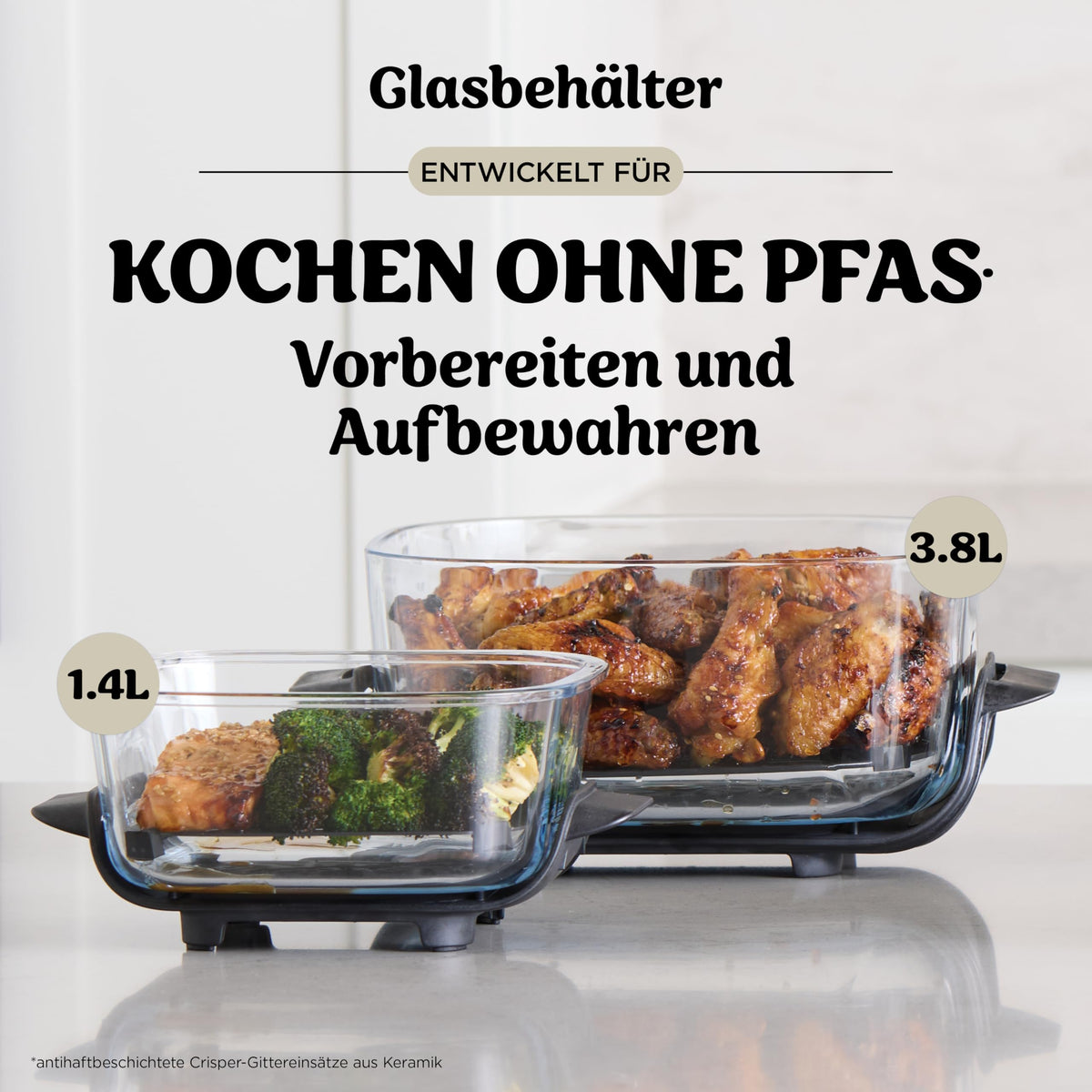 NINJA Heißluftfritteuse "CRISPi PRO 7-in-1 Glas-Air-Fryer Beige AS101EULG